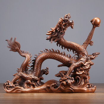 铜欣祥紫铜龙摆件纯铜立龙大号蛟龙工艺品办公室客厅装饰品新居乔迁