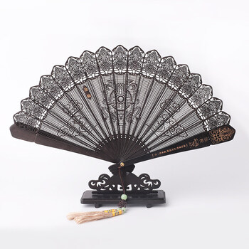 定制八宝扇檀木扇古典中国风复古折扇苏州檀香扇镂空礼品扇文玩工艺品
