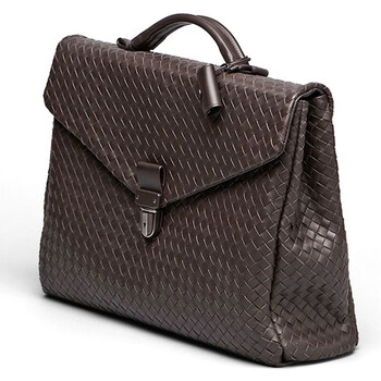 bottega veneta bv宝缇嘉男包牛皮编织手提公文包 棕色113095 v4651