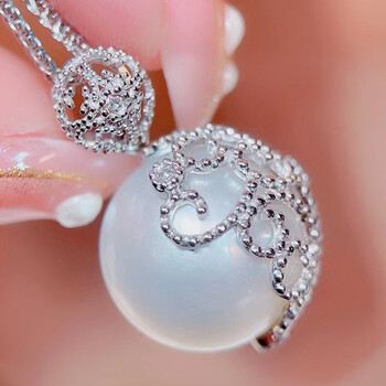 皇家矿工澳白珍珠吊坠项链18k金镶嵌钻石轻奢时尚名媛气质锁骨链送