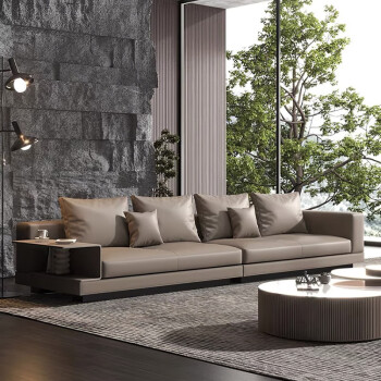 木几沙发客厅现代简约小户型仿真皮组合沙发三人位仿真皮家具8211 3.25米四人位沙发