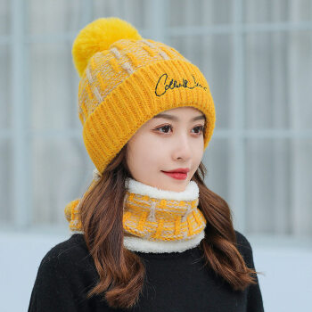 戴的帽子冬天学生女孩冬季加绒加厚保暖毛线帽骑车针织帽防寒护耳棉帽