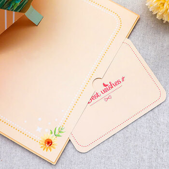 狮洛德 母亲节立体贺卡送礼物祝福贺卡立体烫金太阳花留言卡片1张带信封