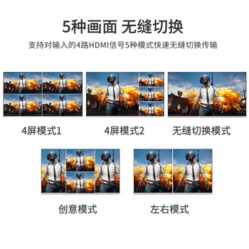 毕亚兹 HDMI分割器四进一出4进1出分配器 1080P支持dnf游戏搬砖电脑视频分屏器监控同步拼接器画面合成器
