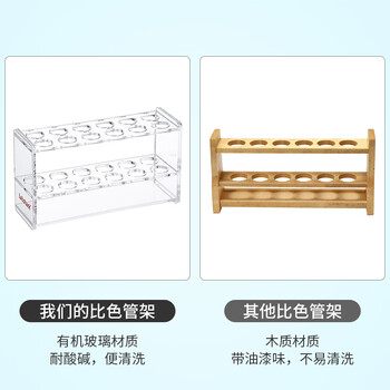 LABSHARK 比色管架有机玻璃塑料亚克力实验室透明加厚带编码 100mL2*6孔【加厚带编号】 1个/盒