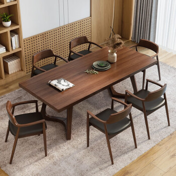 bui北欧实木餐桌家用小户型实木现代简约轻奢长方形网红原木餐桌椅子