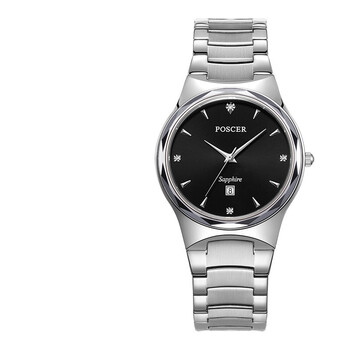 宝时捷(poscer)手表 男士超薄款小表盘防水石英情侣表日历钢带情侣