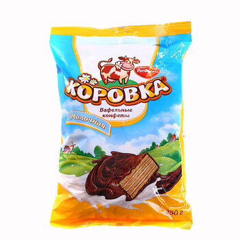 维京熊(weijingxiong)俄罗斯巧克力威化进口食品250g小牛牌牛奶味