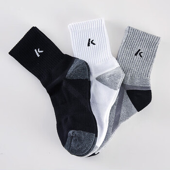 kawasaki川崎羽毛球袜跑步运动袜透气男款加厚毛巾底中袜3双装R142D黑白灰 kawasaki川崎羽毛球袜跑步运动袜透气男款加厚毛巾底中袜3双装R142D黑白灰