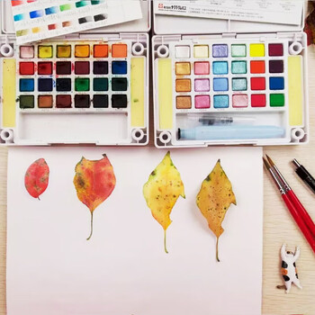 樱花(SAKURA)固体水彩颜料24色套装(含金属珠光荧光色系)便携式透明水彩画笔初学者学生写生美术绘画 樱花(SAKURA)固体水彩颜料24色套装(含金属珠光荧光色系)便携式透明水彩画笔初学者学生写生美术绘画