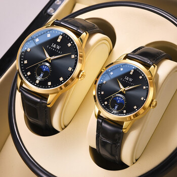 情侣手表一对时尚商务休闲全自动机械表男女对表防水镶钻月系情侣表