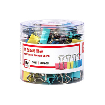 得力(deli)60只15mm彩色长尾夹票夹 6#金属燕尾夹票据夹子 办公用品 8556ES【ZY】