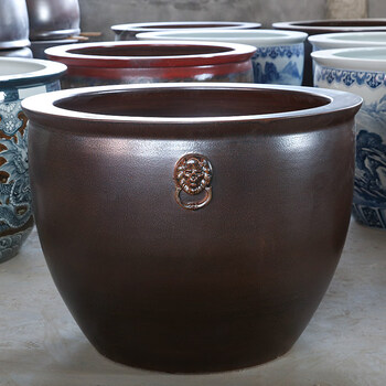 翠佳景德镇陶瓷大缸养锦鲤金鱼缸仿古特大号荷花缸庭院大水缸狮耳缸平