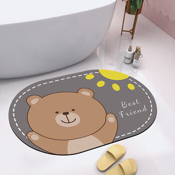 瑞恩卡通硅藻泥卫生间吸水地垫厕所进门脚垫速干浴室防滑硅藻土软垫子