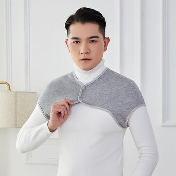 男士护肩膀坎肩睡觉加厚保暖防寒中老年纯棉护肩颈椎衣服护肩膀灰色