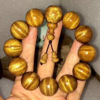 璀饰轻奢 金丝楠木手串 四川金丝楠木20手串 阴沉水波纹老料108颗手链