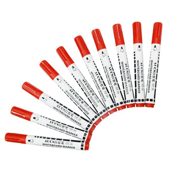AUCS 白板笔水性可擦易擦 控笔训练幼儿园笔 办公会议教学培训办公儿童白板笔彩色 红色10支/盒