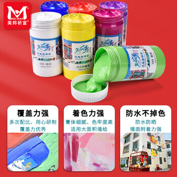 美邦祈富（BGI-WAPM）丙烯颜料300ml中黄外墙内墙防水防晒不掉色木头石头上色肌理画diy材料美丽乡村系列A8056美育工具