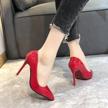 情趣高跟鞋骚性感一次性床上宴会丁字大码伪娘夜店鞋细跟红色10cm37