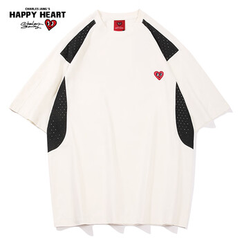 charles jangs happy heart查尔斯桃心速干运动t恤男夏季轻薄圆领短