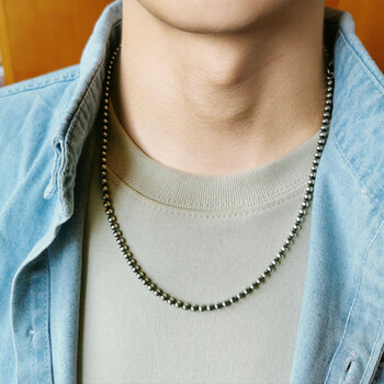 【官方旗舰】欢芬古天乐同款项链s925圆珠链做黑男加强版4毫米无间隙