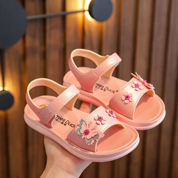 夏季女童凉鞋软底防滑公主宝宝可爱时尚女童防水小女孩子凉鞋 粉色 34