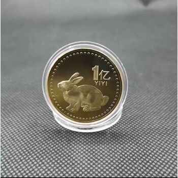一亿元硬币小目标礼品恶搞金银币钢間摆件纪念同学 黄色_玉兔1亿金币