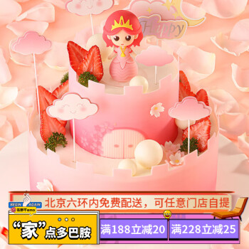 味多美 天然奶油生日蛋糕 北京同城配送 梦幻城堡双层蛋糕 儿童款 巧克力味蛋糕+杂果夹心 10cm+20cm
