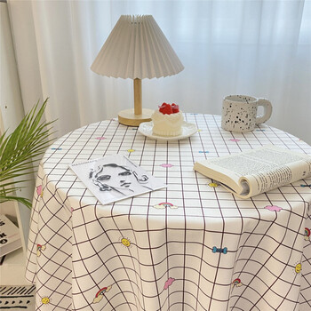 欧丹特网红格子书桌布布艺少女心ins风学生卧室书桌布寝室桌布小清新