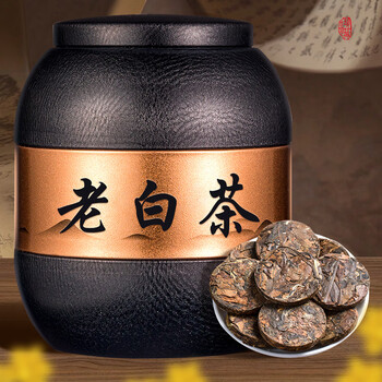 福东顺福鼎白茶 老寿眉白茶紧压小茶饼 果香茶叶自己喝送礼罐装500g