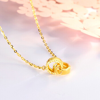 老/凤祥款式珠宝 5g系列双环相扣项链999吊坠套链含吊坠 3.55克