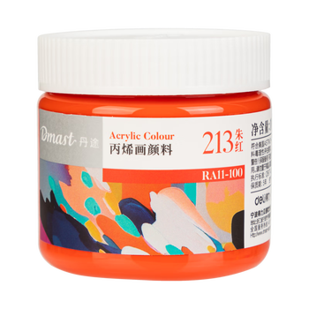 得力（deli）丹途亮光丙烯颜料(213朱红)(罐)丙烯颜料100ml墙绘手绘绘画DIY丙烯画RA11-100美育工具毕业礼物