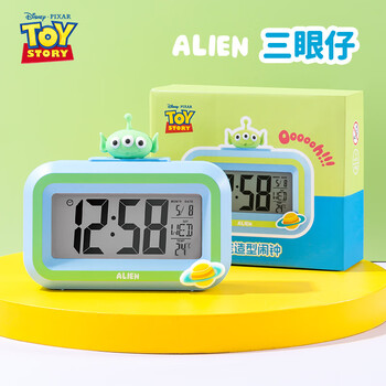 迪士尼（Disney）电子闹钟 计时器儿童智能闹钟小学生专用起床神器男孩学习用品时间管理器 三眼仔A79046-T1X