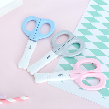 得力（deli）儿童剪刀剪子卡通大象小学生安全手工剪刀圆头美工小剪刀文具一年级幼儿园3-6岁 红色6070