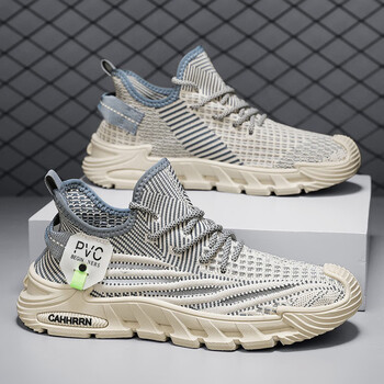 鞋新款男士透气网面飞织鞋时尚运动休闲老爹鞋 牛仔兰 39【图片 价格