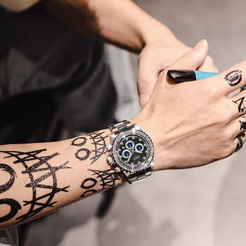 艾诺艾诺霜金系列钢带款多功能夜光防水自动机械手表g6620 星钻黑