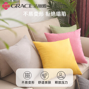 洁丽雅抱枕 纯色抱枕 办公室腰靠枕床头汽车靠背可拆洗45*45cm深灰
