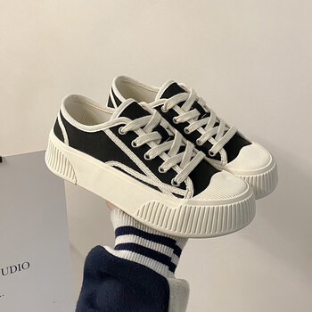 搭配阔腿裤的鞋子女夏天板鞋厚底帆布鞋学生增高新款休闲复古港风韩版