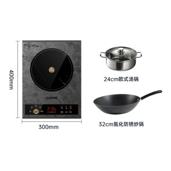 苏泊尔（SUPOR）电磁炉智能触控定时多功能精控测温 2200W大功率 电磁炉炒锅汤锅双锅 C22-ID37
