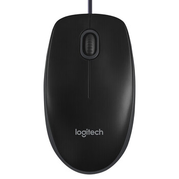 罗技（Logitech）有线鼠标 企业版全尺寸光电鼠标对称USB即插即用笔记本电脑台式机中大手 B100 黑色