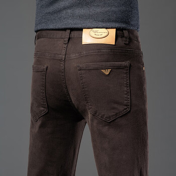 (armani)高端男士牛仔裤修身小脚男裤力休闲百搭夏季薄款 咖啡色 6071