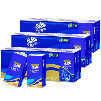 维达(vinda) 手帕纸纸巾小包餐巾纸纸巾面巾纸印花纸手帕10包/条 v