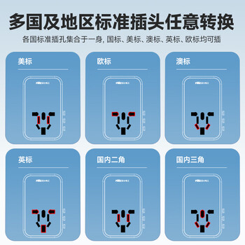 NVC雷士电工全球旅行插头转换器万能转换插头香港英标欧标美标澳标日本韩国泰国多用插座EP4M1