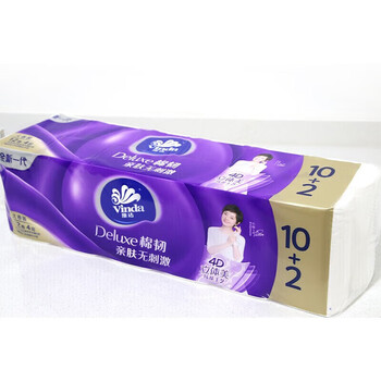 维达（Vinda） 卷纸 棉韧4层140克12卷*2提 共24卷 实芯卫生纸中棒 V4657