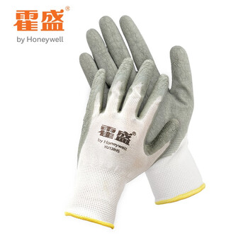 霍尼韦尔（honeywell）劳保手套 天然乳胶掌浸涂层耐磨耐油防滑 誉138HS 试用装 1付 8码