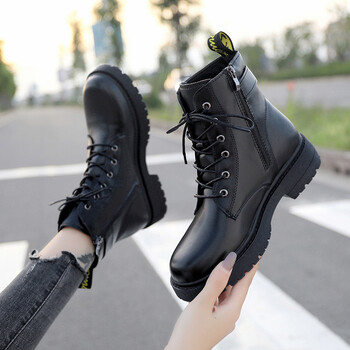 初中生女生中学生女孩马丁靴高中生女高帮小皮鞋秋天穿的短靴英伦风棉靴加绒二棉靴子黑色 加绒 37 图片价格品牌报价 京东