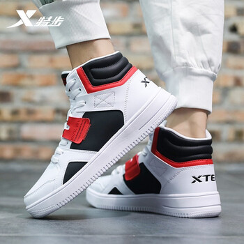 特步板鞋男鞋运动鞋年冬季春季韩版高帮保暖空军一号耐磨潮流休闲鞋aj