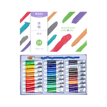 晨光（M&G）文具24色5ml水粉画手搓颜料套装学生儿童入门初学美院写生彩绘美术专用附笔刷女孩生日开学礼物