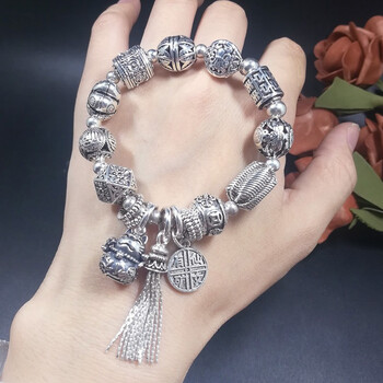 简时代通体s925银手链女大气个性复古时尚高档手串礼物仙女有矿16手围