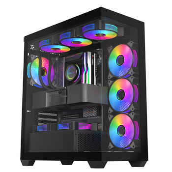 影驰极光3海景房电脑机箱黑色（无立柱全视版/兼容E-ATX/支持360水冷/快拆侧板/可装40系长显卡）